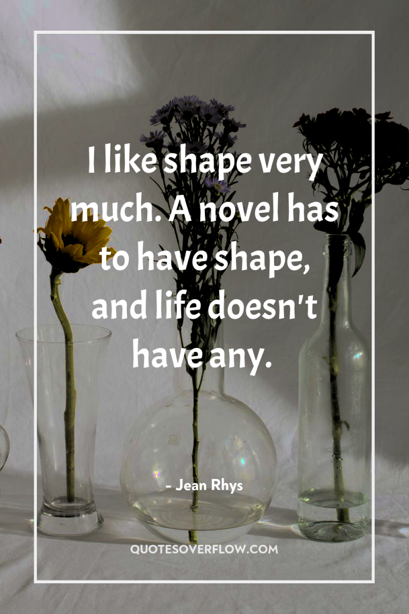 I like shape very much. A novel has to have...