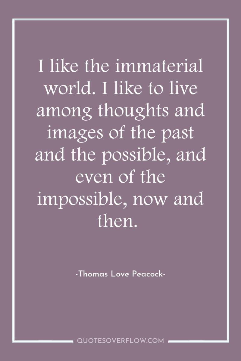 I like the immaterial world. I like to live among...