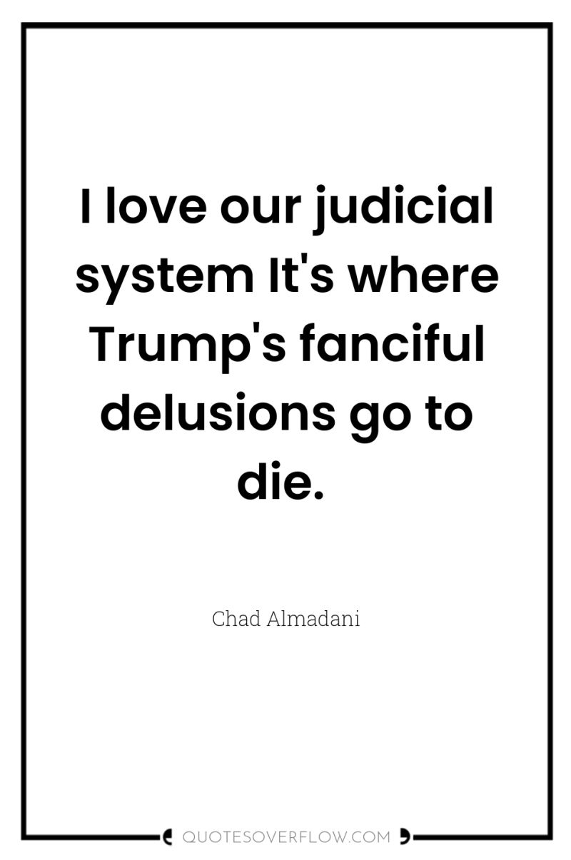 I love our judicial system It's where Trump's fanciful delusions...