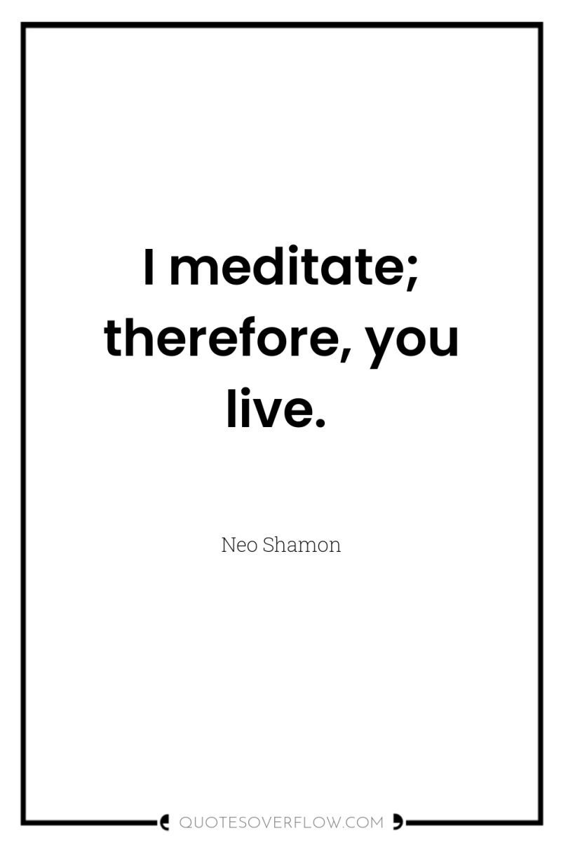 I meditate; therefore, you live. 