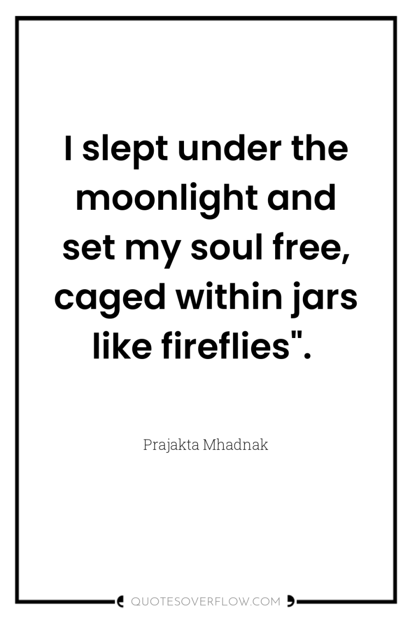 I slept under the moonlight and set my soul free,...