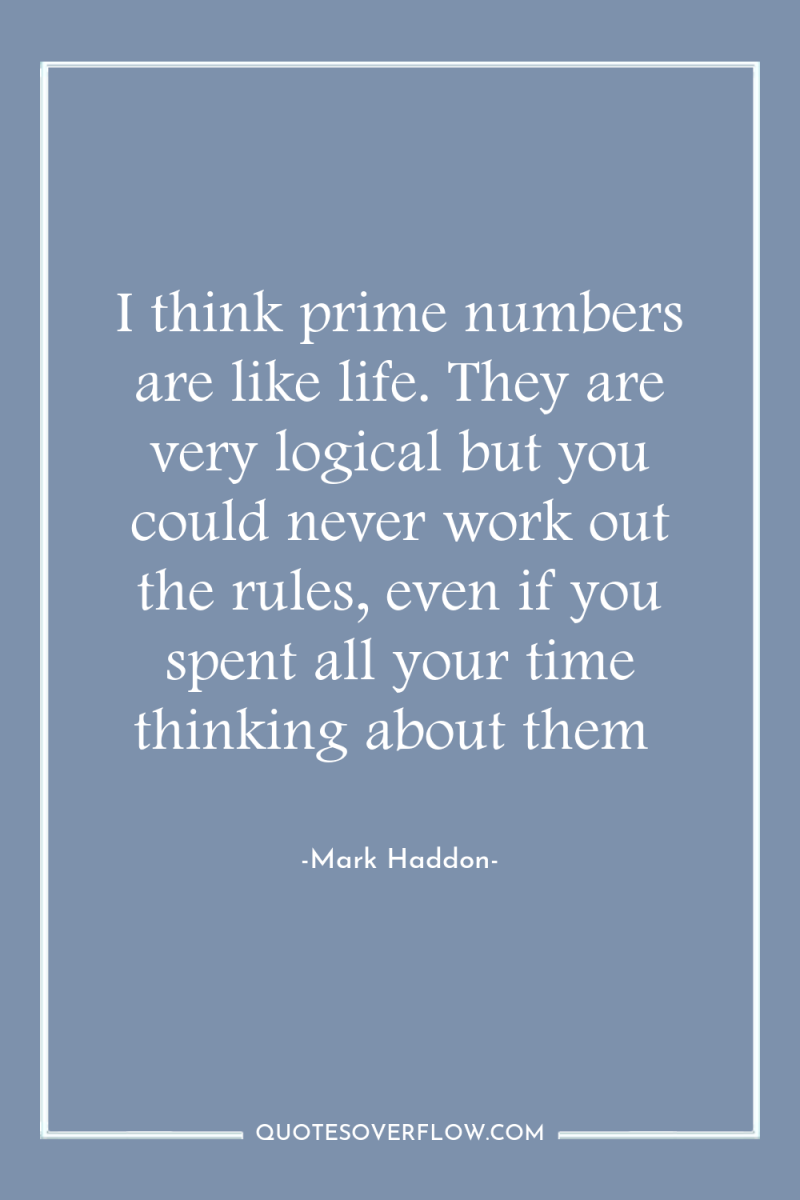 I think prime numbers are like life. They are very...