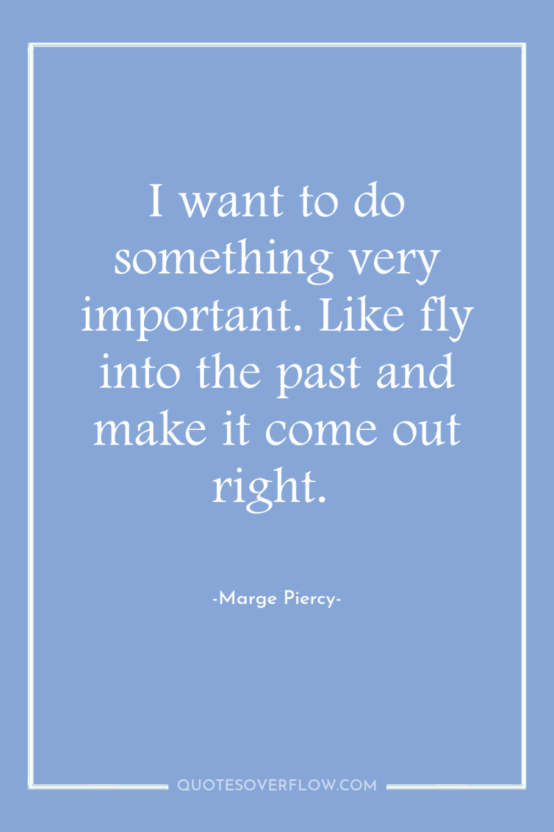 I want to do something very important. Like fly into...