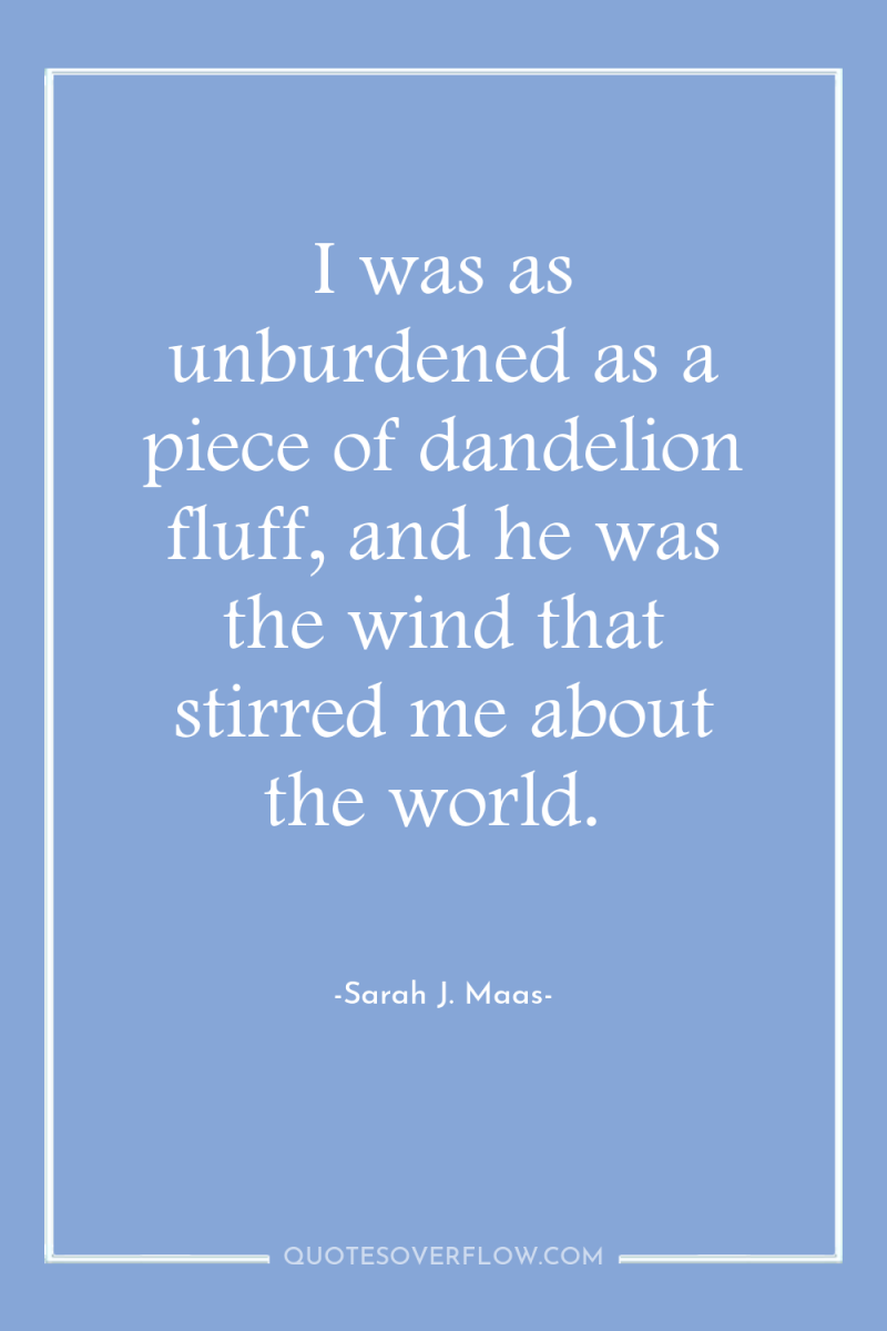 I was as unburdened as a piece of dandelion fluff,...