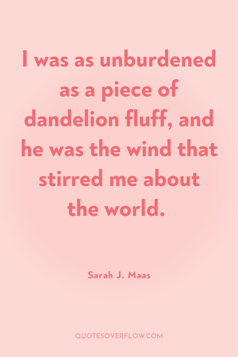 I was as unburdened as a piece of dandelion fluff,...
