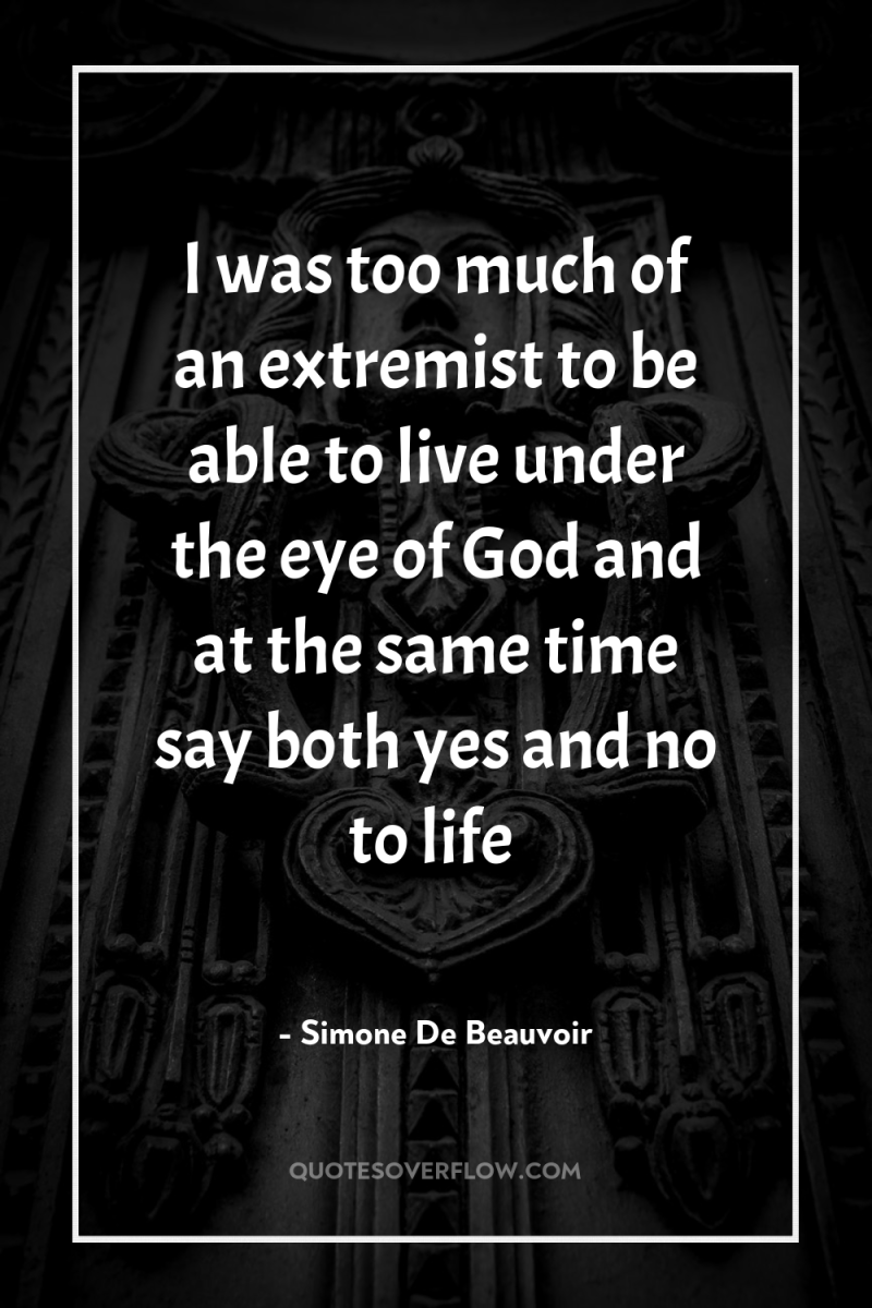 I was too much of an extremist to be able...