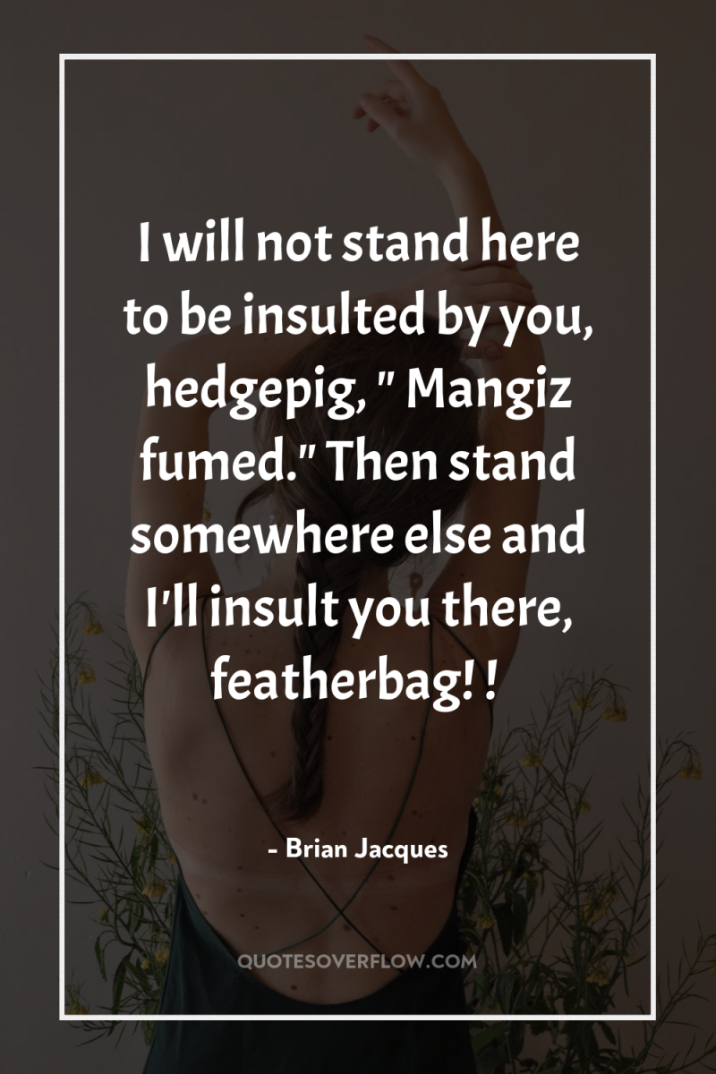 I will not stand here to be insulted by you,...