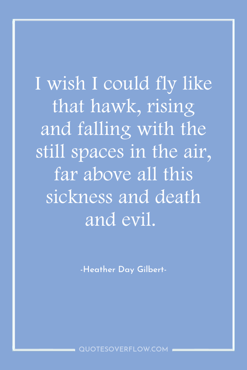 I wish I could fly like that hawk, rising and...