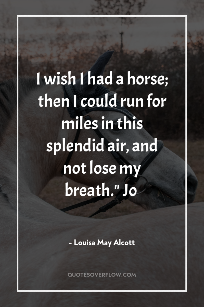 I wish I had a horse; then I could run...