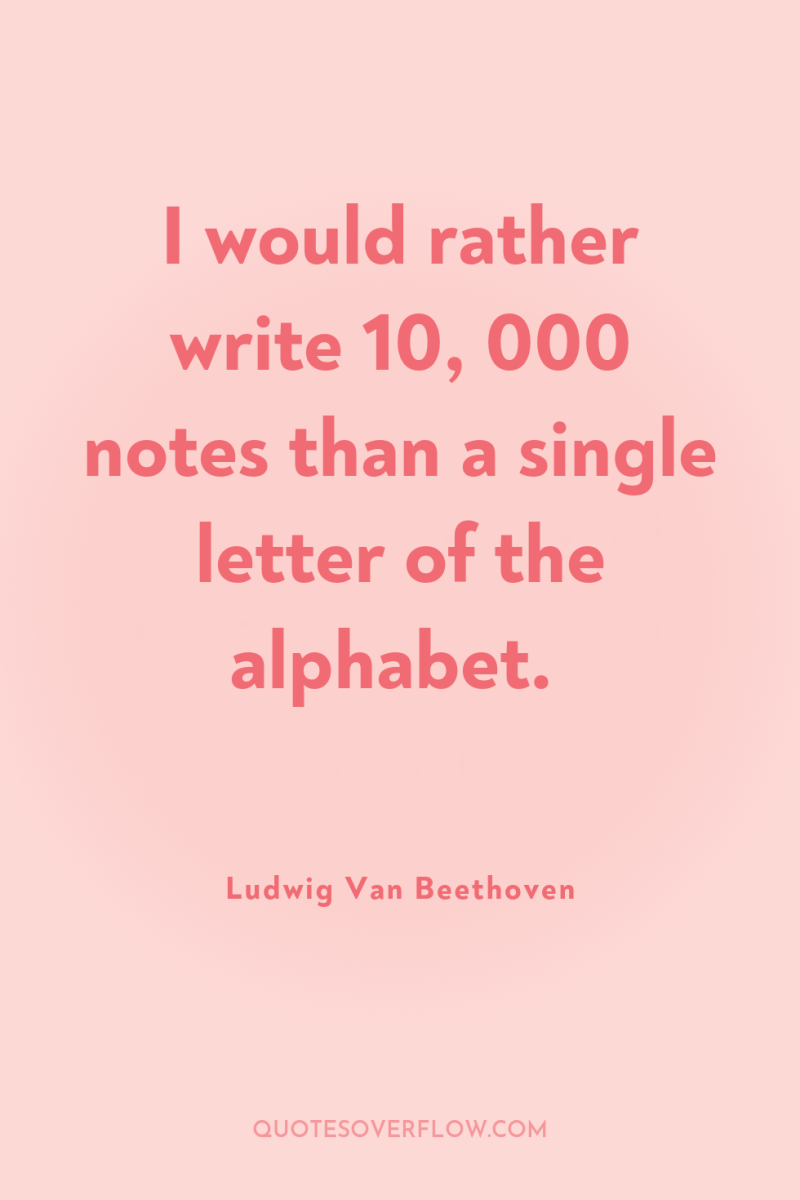 I would rather write 10, 000 notes than a single...