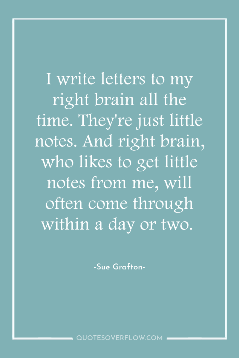 I write letters to my right brain all the time....