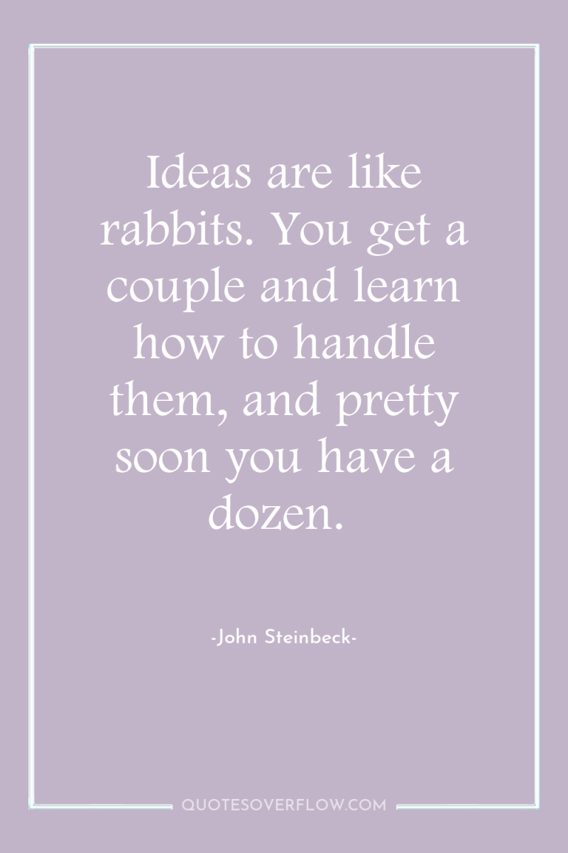 Ideas are like rabbits. You get a couple and learn...