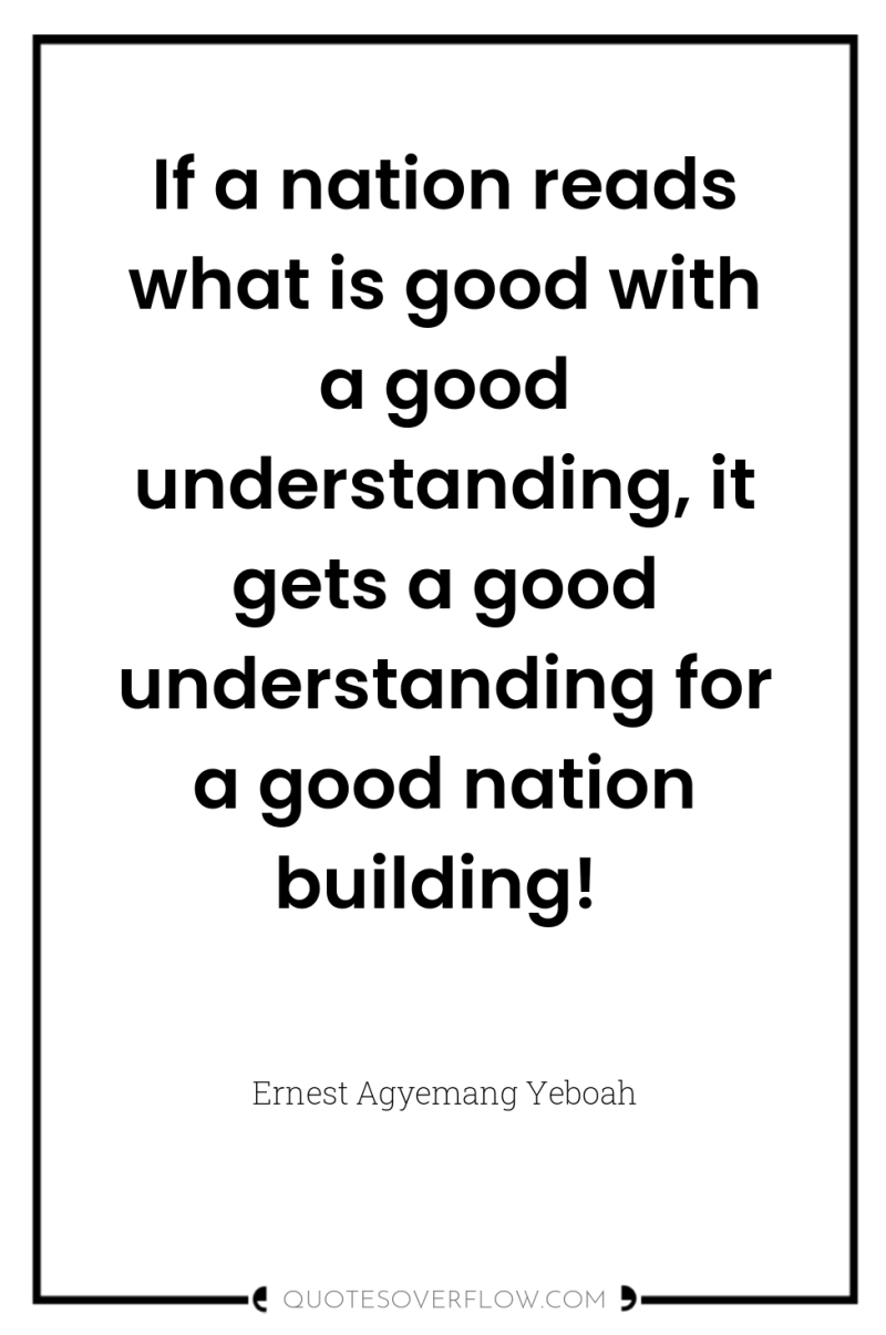 If a nation reads what is good with a good...