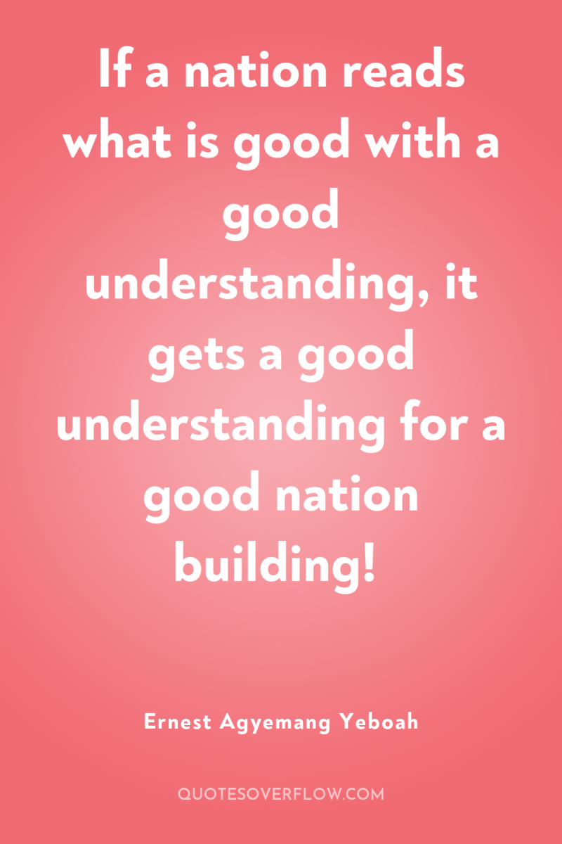 If a nation reads what is good with a good...