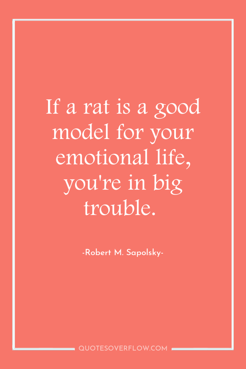 If a rat is a good model for your emotional...