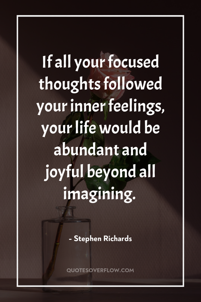 If all your focused thoughts followed your inner feelings, your...