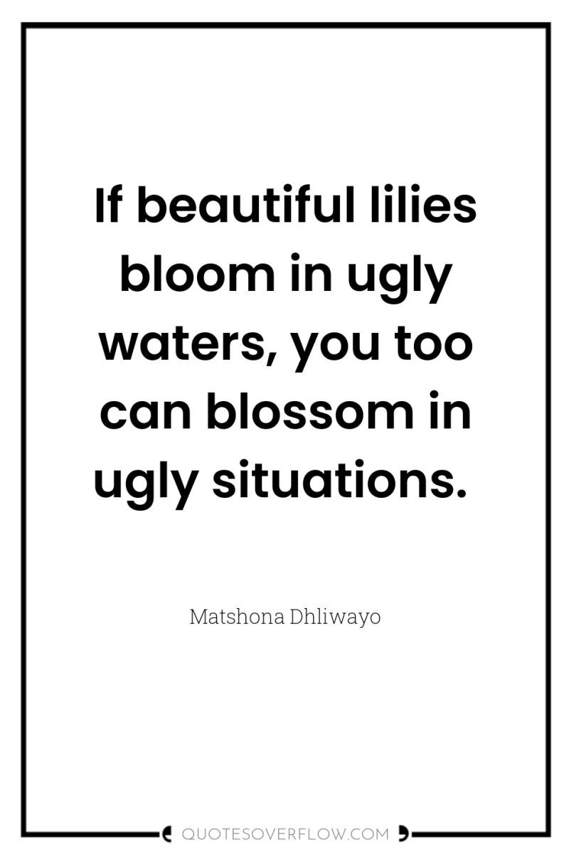If beautiful lilies bloom in ugly waters, you too can...