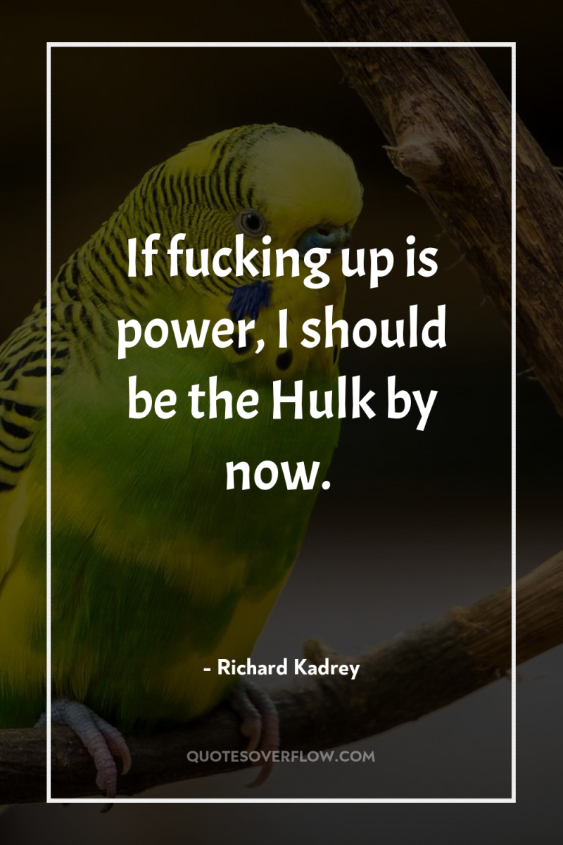 If fucking up is power, I should be the Hulk...