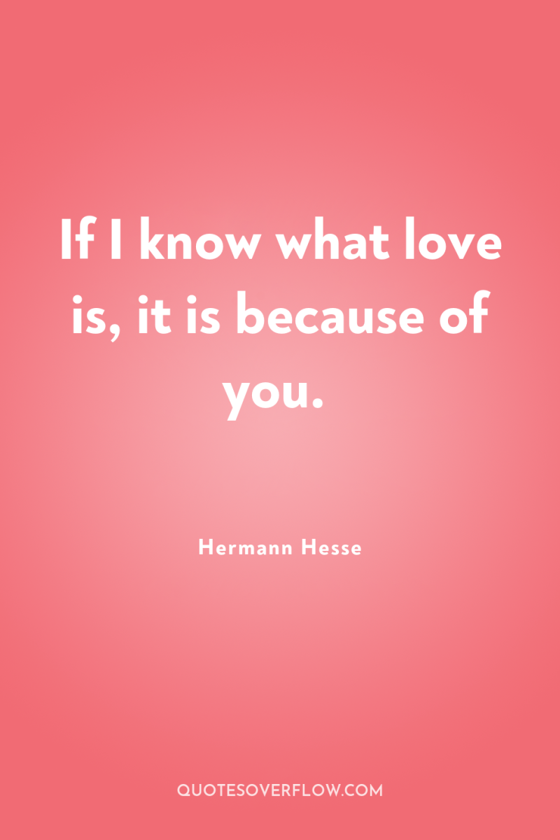 If I know what love is, it is because of...