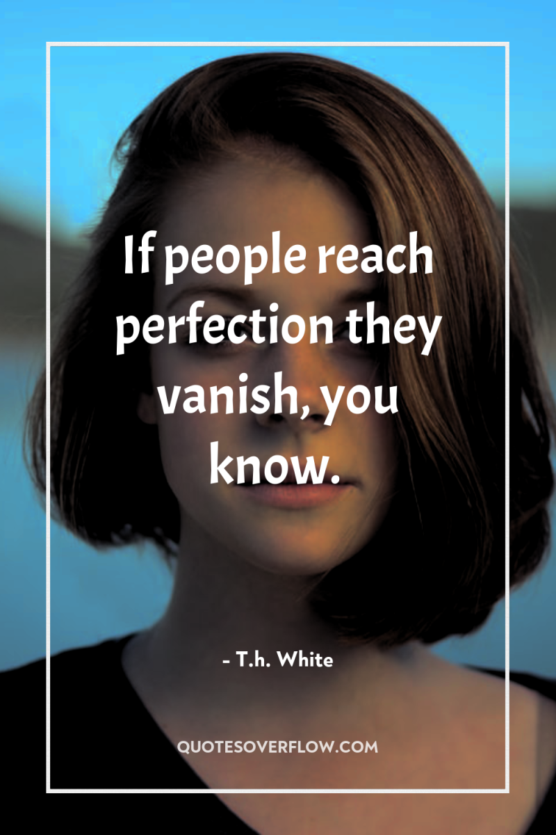 If people reach perfection they vanish, you know. 