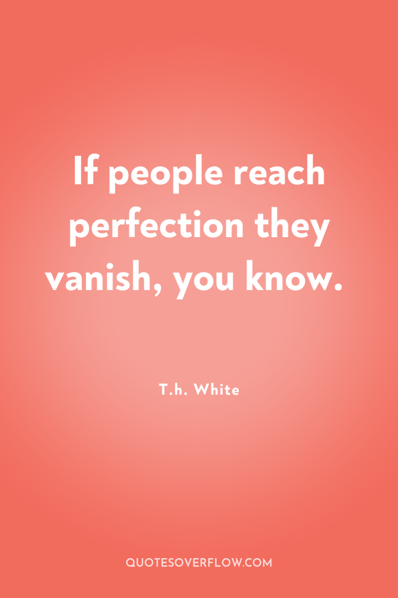If people reach perfection they vanish, you know. 