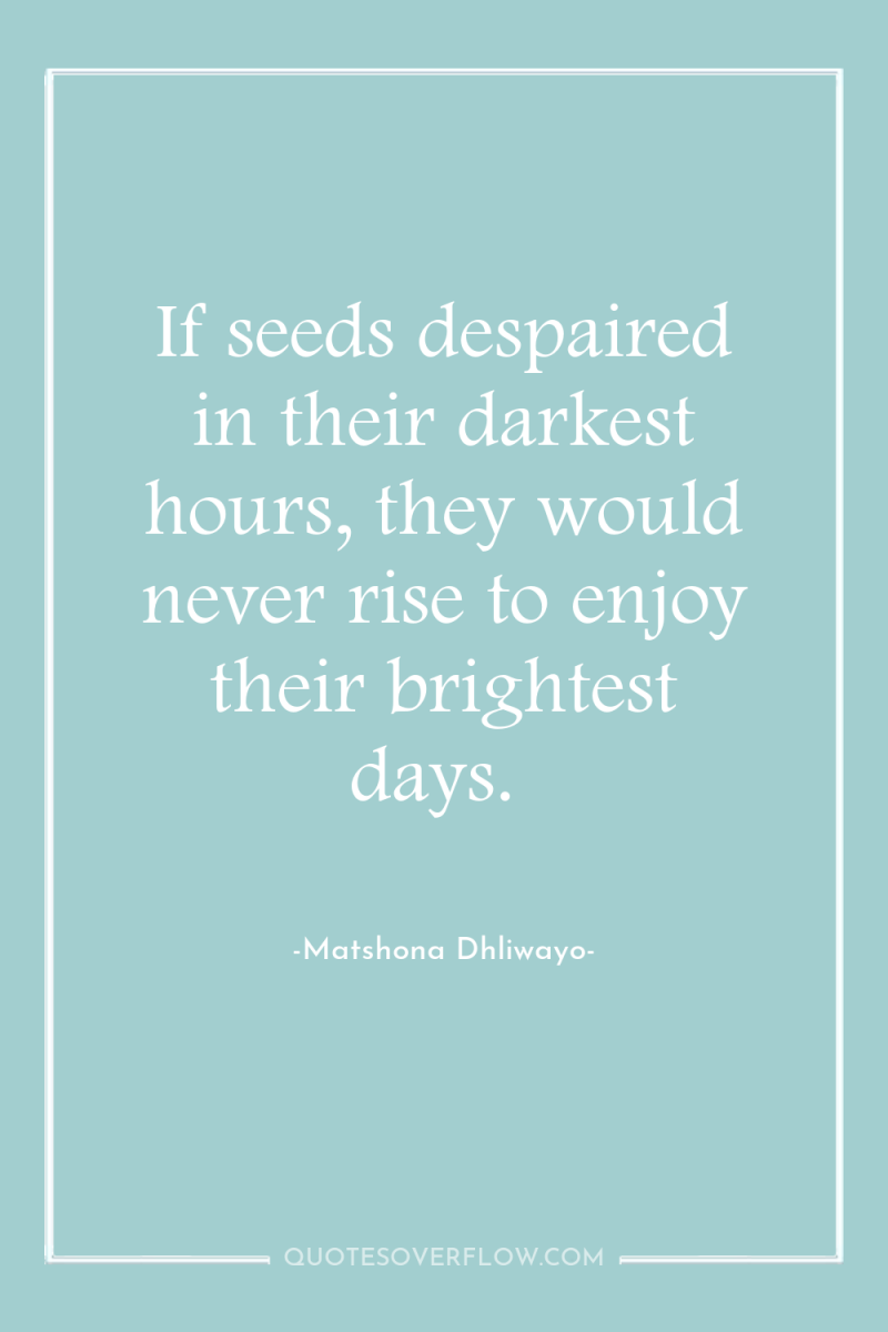 If seeds despaired in their darkest hours, they would never...