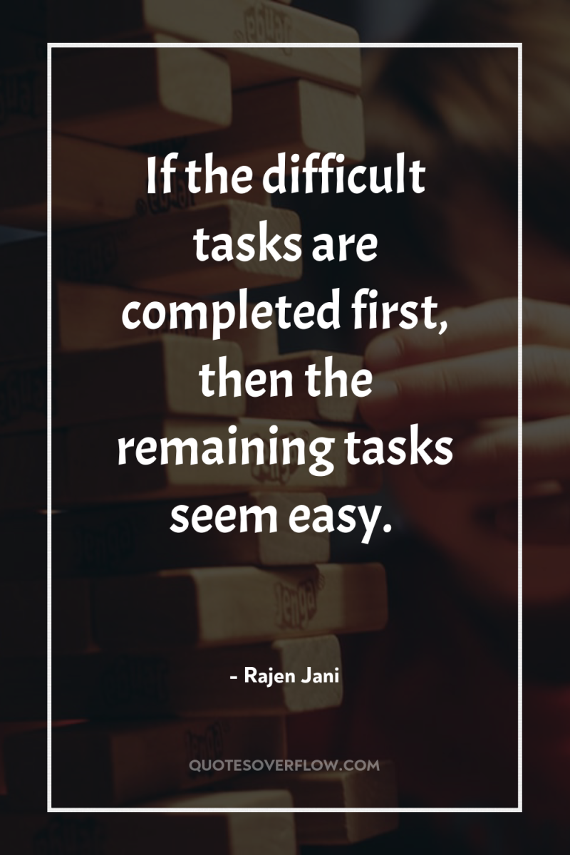 If the difficult tasks are completed first, then the remaining...