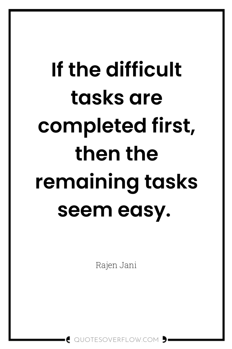 If the difficult tasks are completed first, then the remaining...