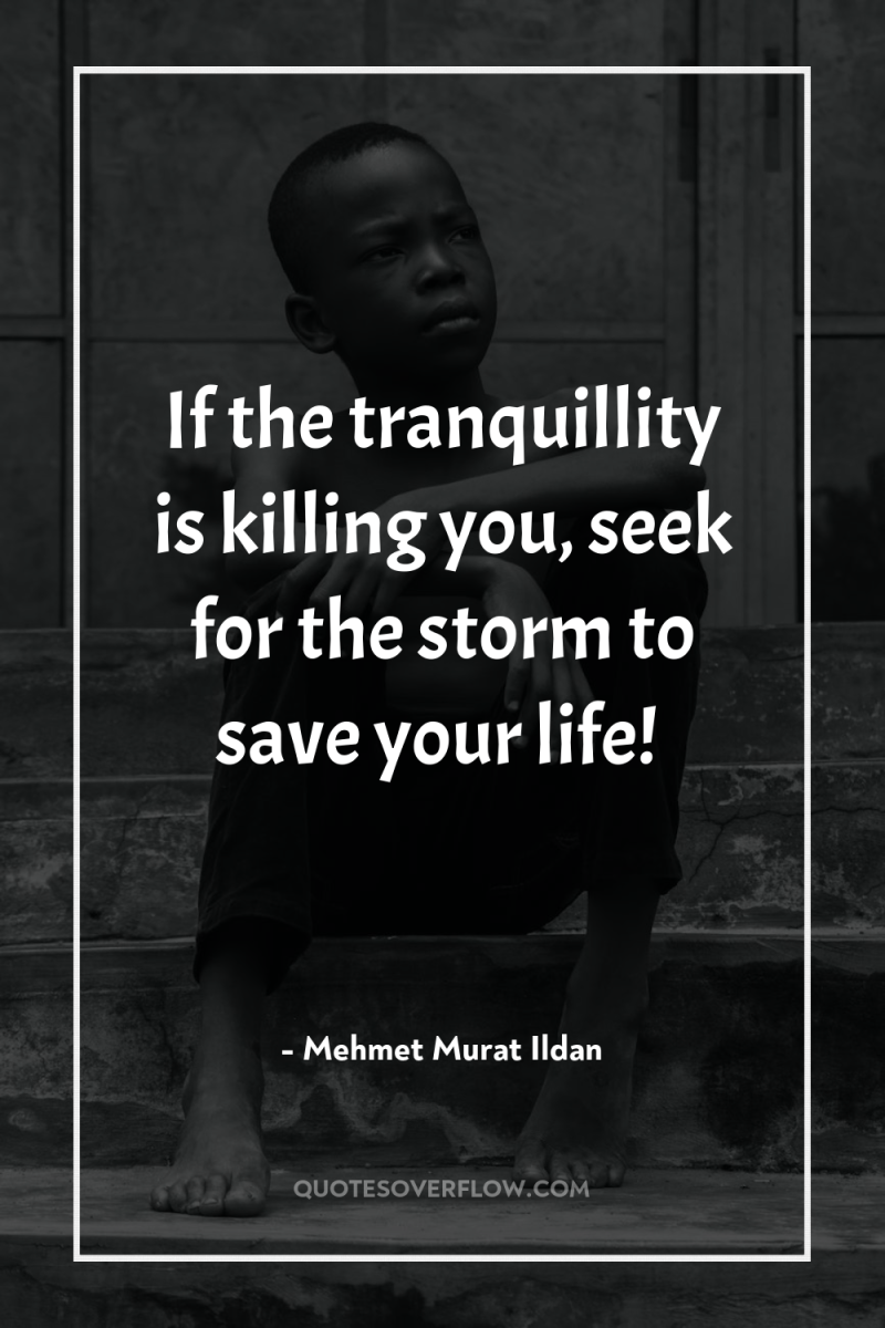 If the tranquillity is killing you, seek for the storm...