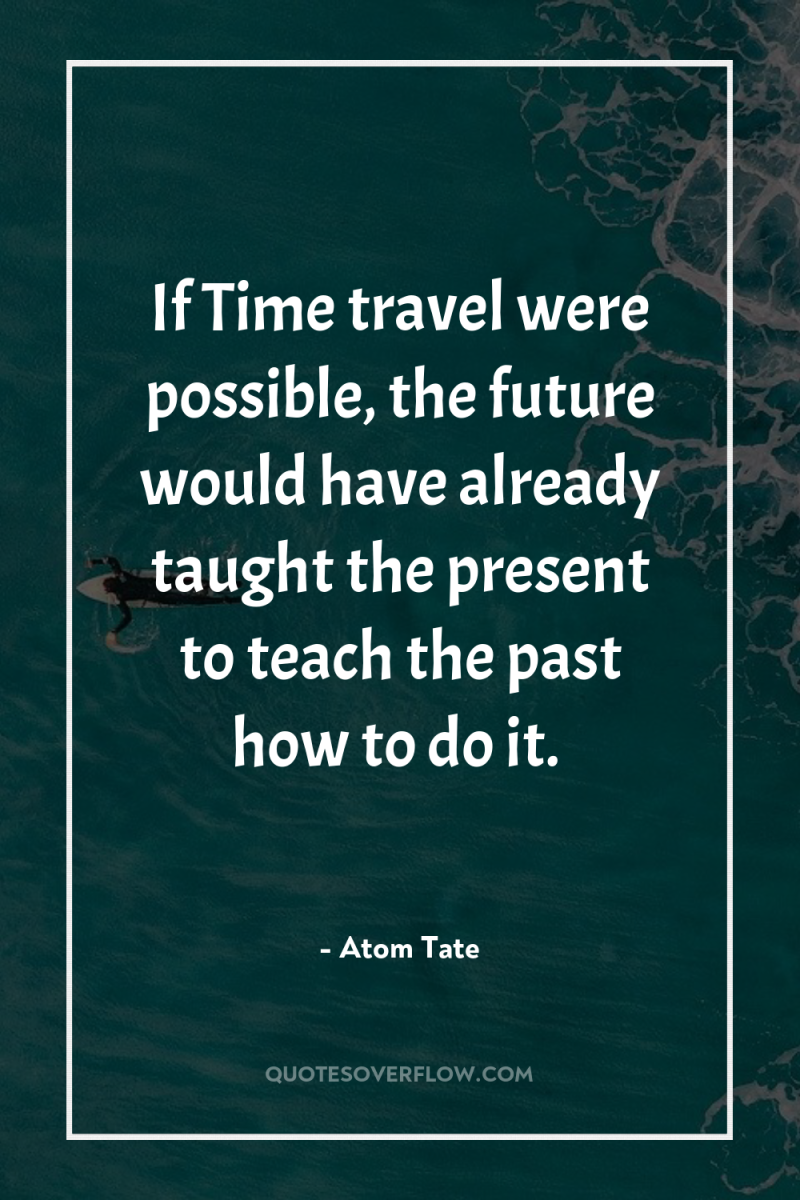 If Time travel were possible, the future would have already...
