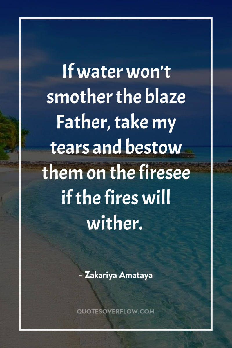 If water won't smother the blaze Father, take my tears...