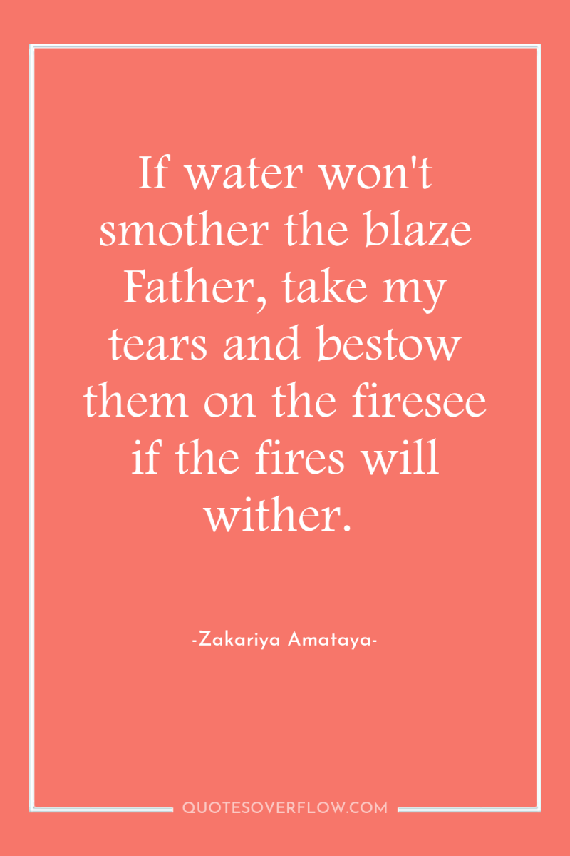 If water won't smother the blaze Father, take my tears...