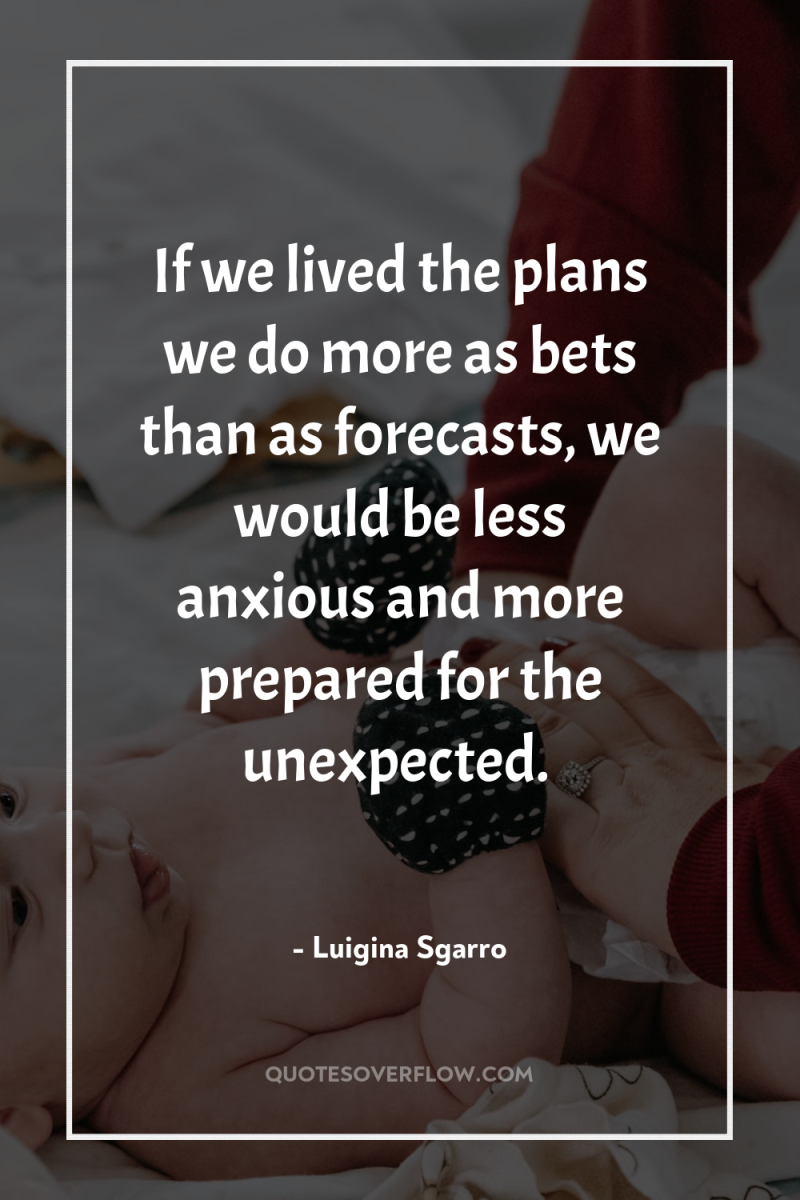 If we lived the plans we do more as bets...