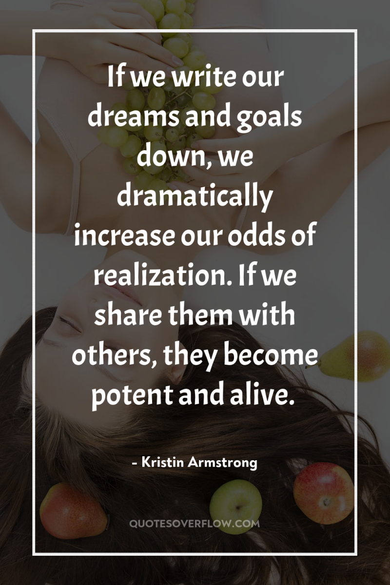 If we write our dreams and goals down, we dramatically...