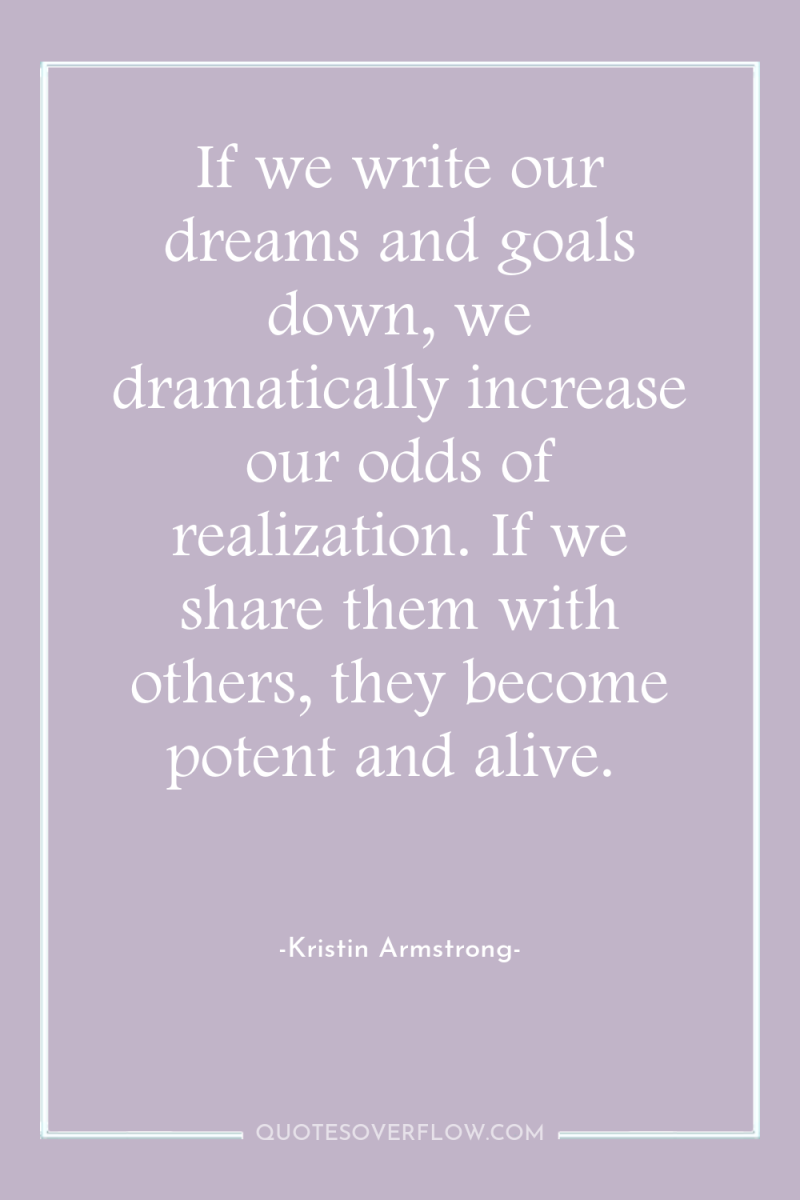 If we write our dreams and goals down, we dramatically...