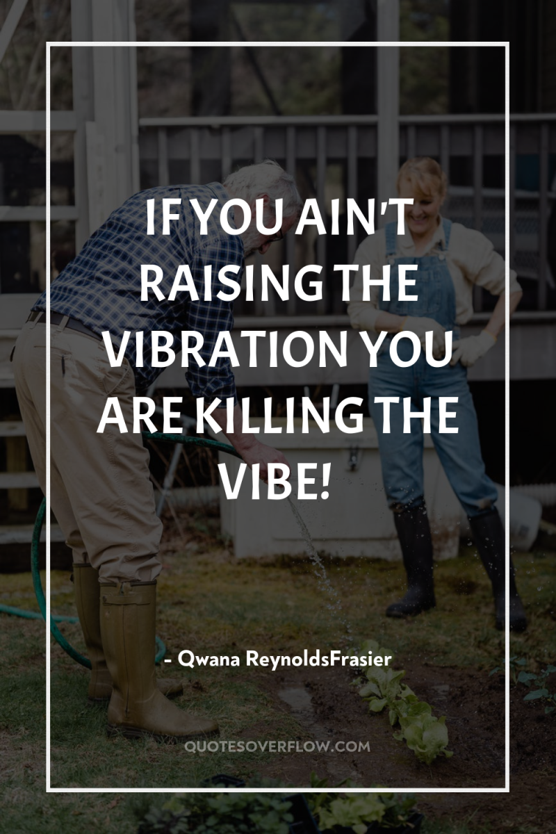 IF YOU AIN'T RAISING THE VIBRATION YOU ARE KILLING THE...