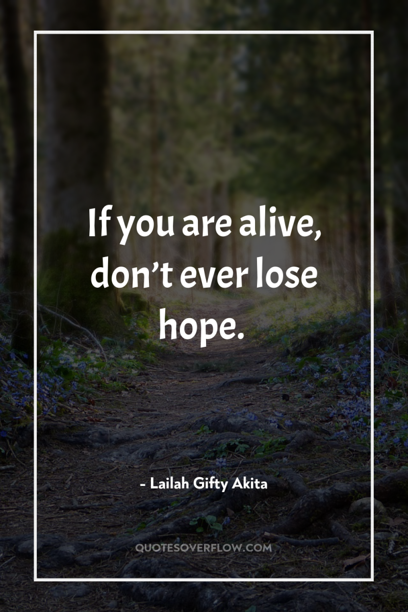 If you are alive, don’t ever lose hope. 