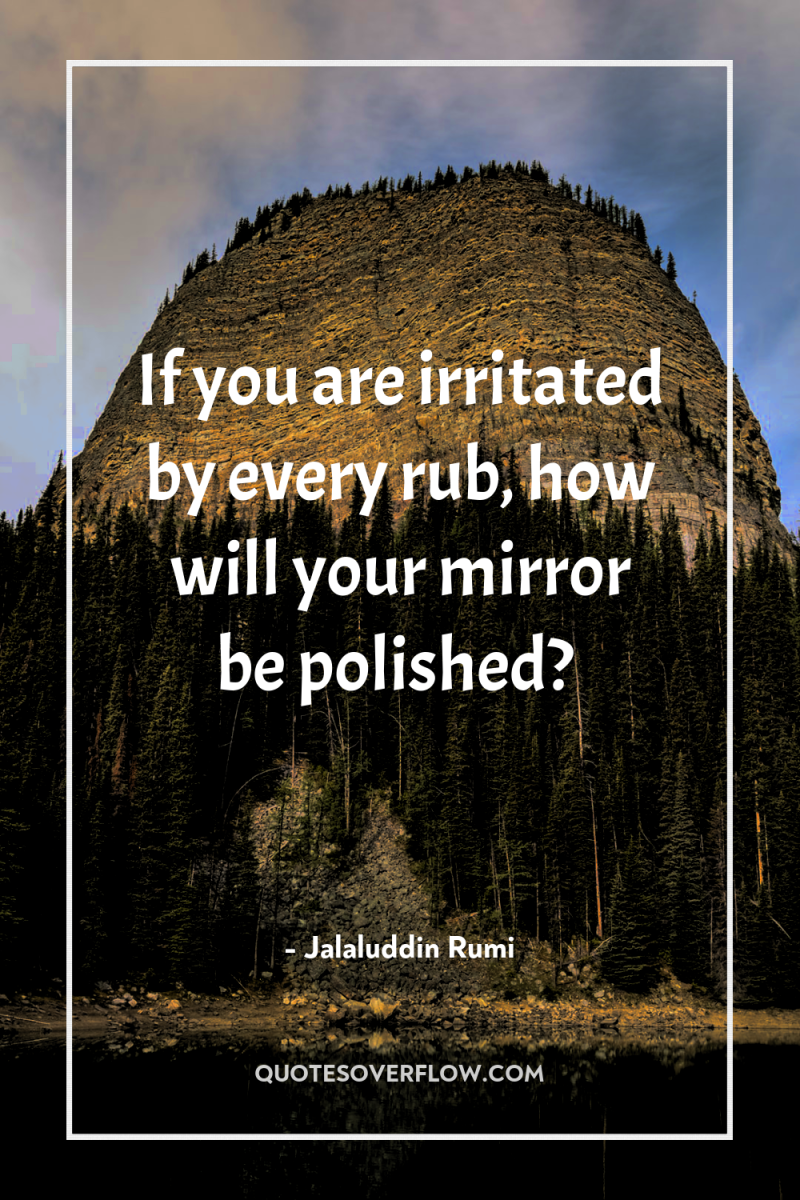 If you are irritated by every rub, how will your...