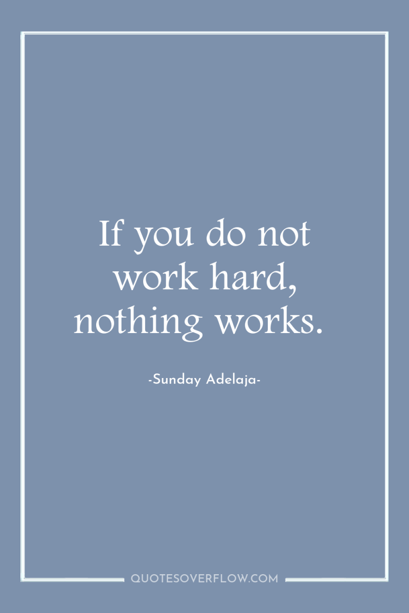 If you do not work hard, nothing works. 