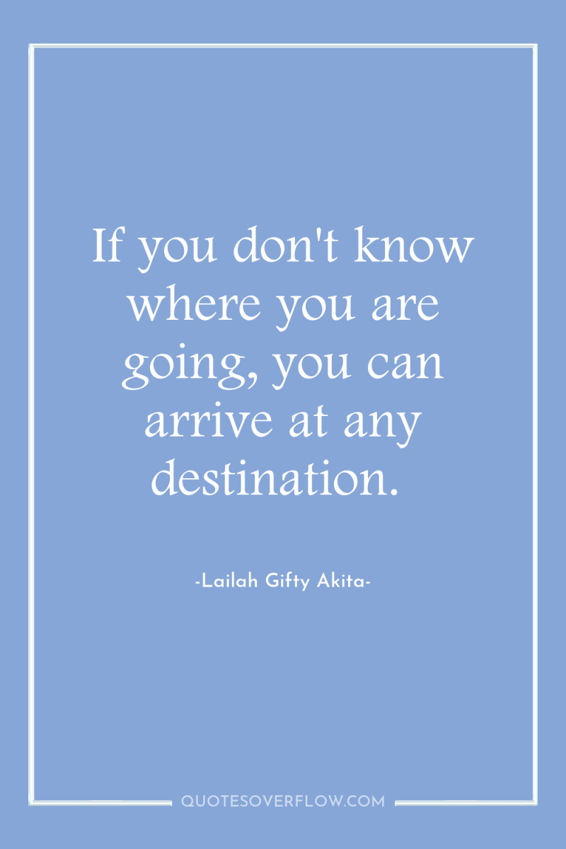 If you don't know where you are going, you can...