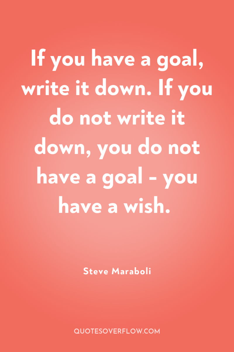 If you have a goal, write it down. If you...