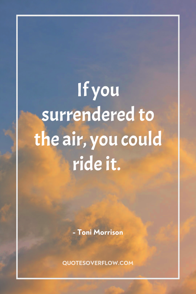 If you surrendered to the air, you could ride it. 