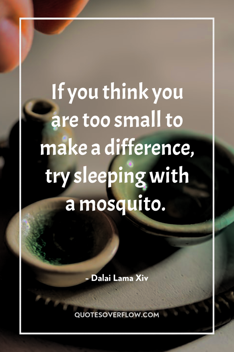 If you think you are too small to make a...