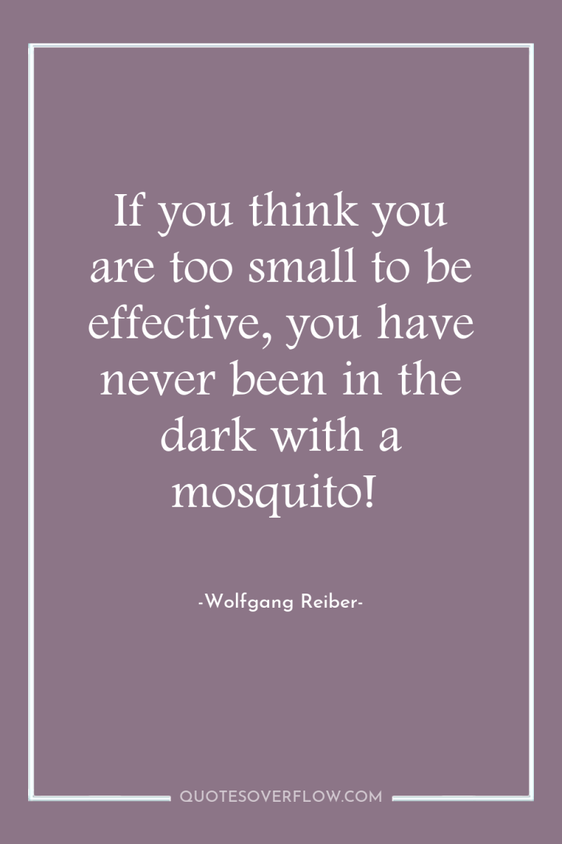 If you think you are too small to be effective,...