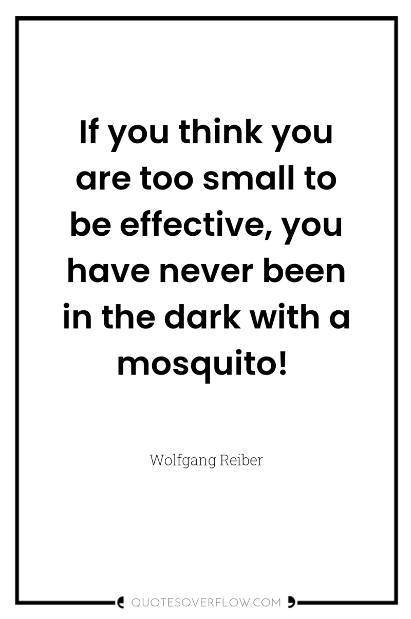 If you think you are too small to be effective,...