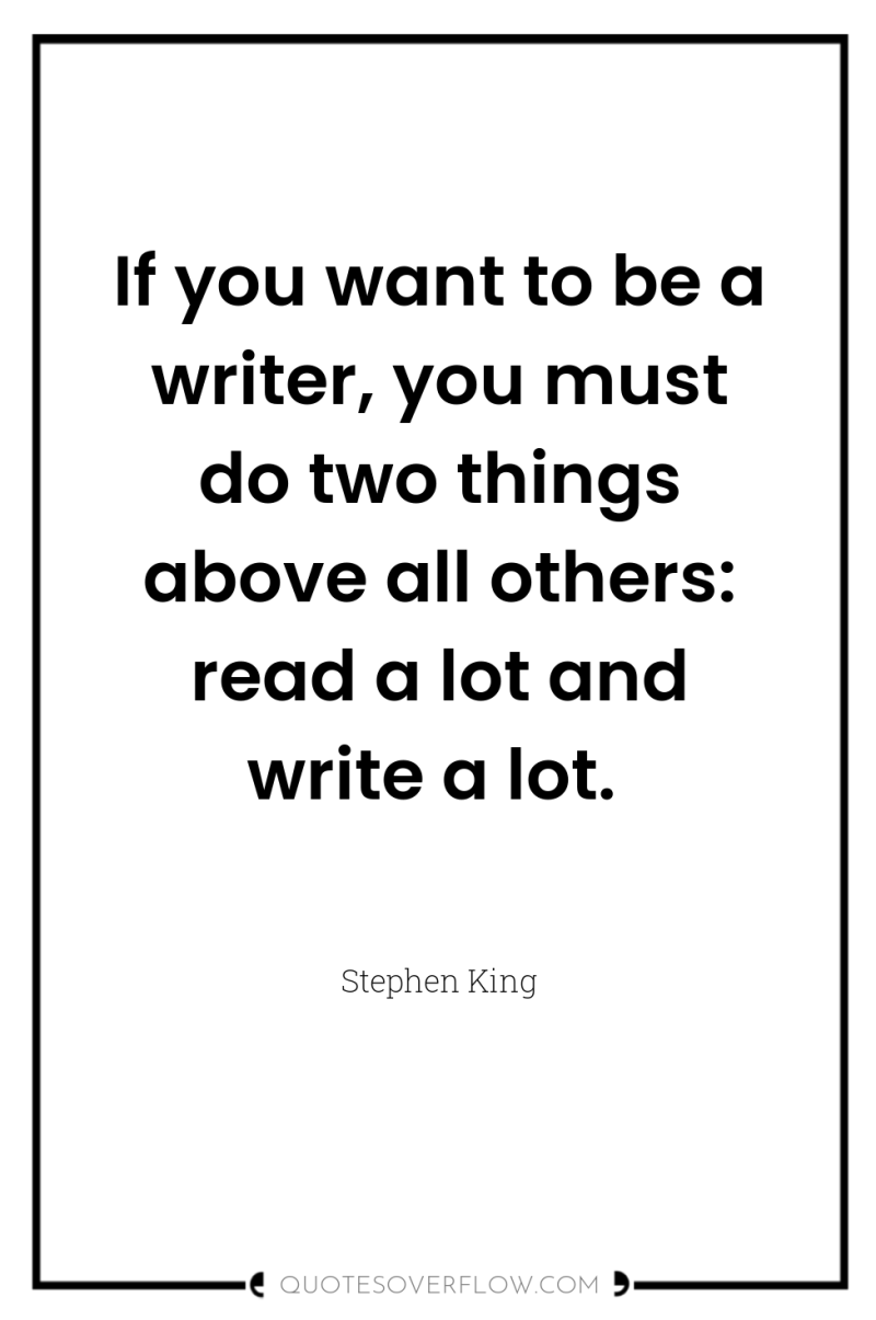 If you want to be a writer, you must do...