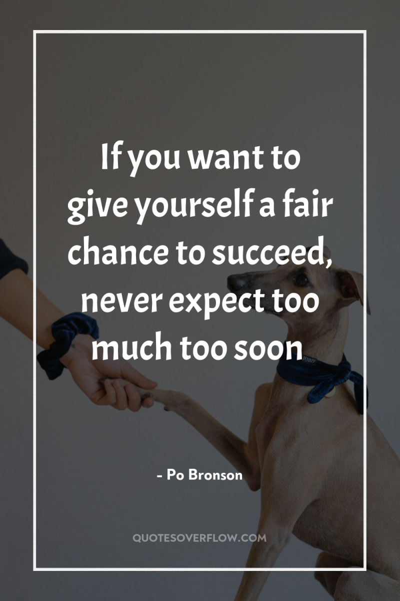 If you want to give yourself a fair chance to...