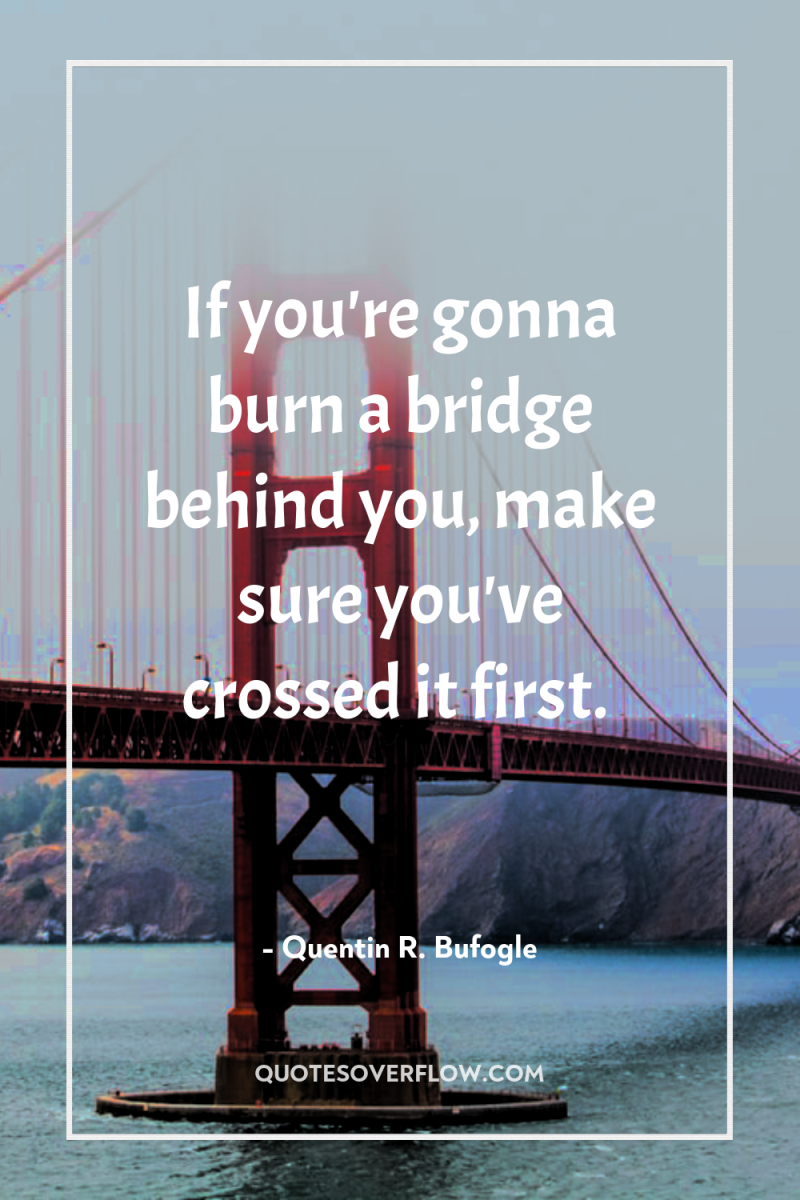 If you're gonna burn a bridge behind you, make sure...