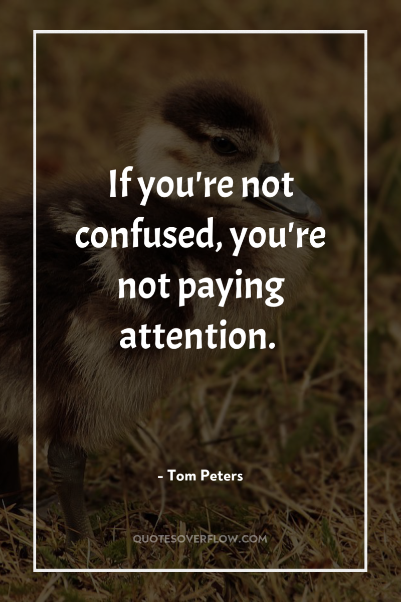 If you're not confused, you're not paying attention. 
