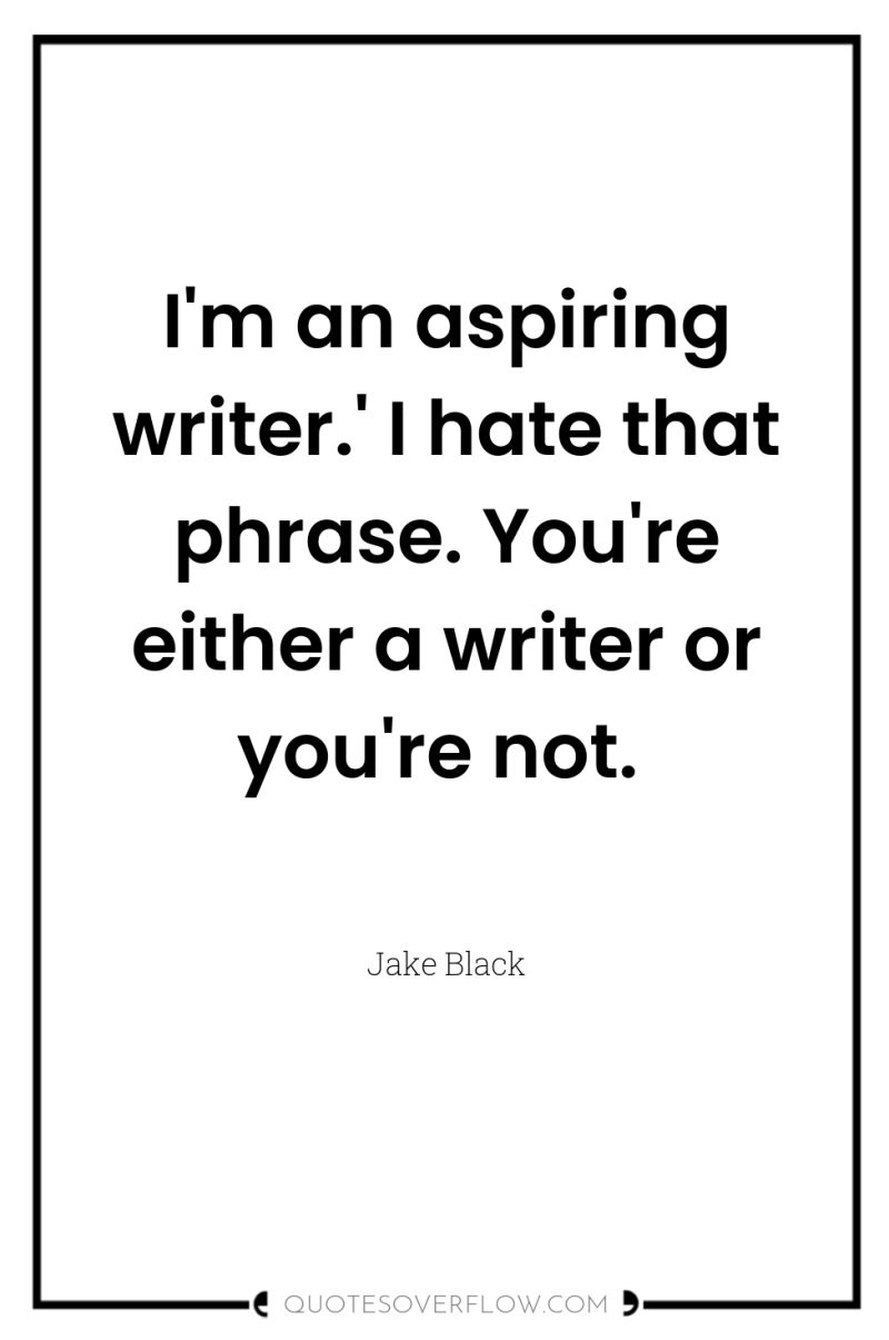 I'm an aspiring writer.' I hate that phrase. You're either...